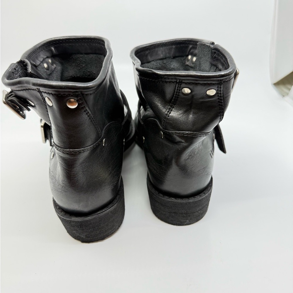 Black Leather Buckle Ankle Boots - Women's - Picture 9 of 9